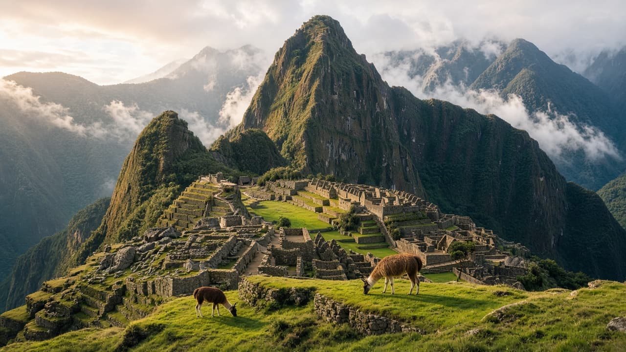 Ciudadela de Machu Picchu con el Huayna Picchu al fondo